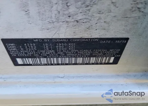 2019 Subaru Impreza из США, поврежденный, VIN 4S3GTAA60K3763491